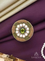 Aranyaja - Born In Forest - Beads And Stone Hand Embroidered Ring (Adjustable)