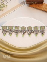 The Olive Chimes - Enamelled Oxidised Choker Neckpiece