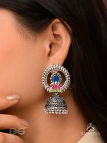 Lotus Dreamscape - Oxidised Jhumka Earrings