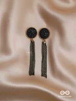 The Midnight Haze - Statement Golden & Black Earrings 