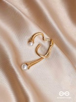 Draped Elegance - Golden Pearl Studded Ear Cuff (One Ear)