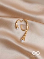 Draped Elegance - Golden Pearl Studded Ear Cuff (One Ear)