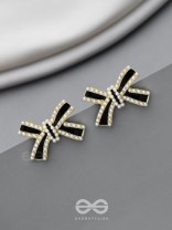 Knotty  And Nice - Golden Embellished Studs (Black)