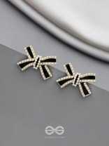 Knotty  And Nice - Golden Embellished Studs (Black)