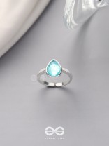 Sky Shower Droplet - Blue Enamelled Ring 