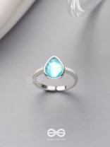 Sky Shower Droplet - Blue Enamelled Ring 