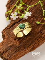Gilded Matcha Elegance - Golden Beaded Ring (Adjustable)