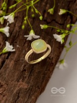 Lime Lush - Statement Golden Embellished Ring 