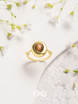 Gilded Latte Elegance - Golden Beaded Ring 