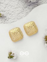 The Mosaic Squares - Golden Stud Earrings