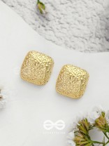 The Mosaic Squares - Golden Stud Earrings