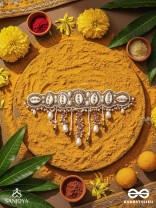 Abdhimanduki - The Pearl Lagoon- Shells, Beads, Pearl And Glass Drops Hand Embroidered Neckpiece