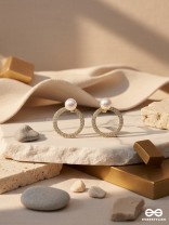 Polished Pearl - Golden Embellished Earrings