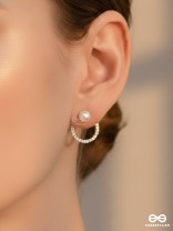 Polished Pearl - Golden Embellished Earrings