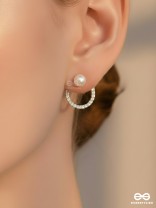 Polished Pearl - Golden Embellished Earrings