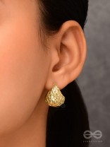 Glamorous Honeycomb -  Golden Earrings