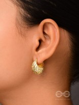 Glamorous Honeycomb -  Golden Earrings
