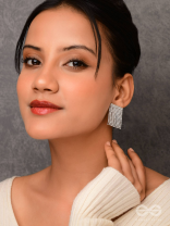 Starry Falls - Silver Embellished Earrings