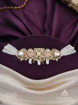 Himahati- The First Snow- Shells, Beads And Glass Drops Hand Embroidered Choker Neckpiece