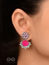 The Rosy Reefs - Statement  Enamelled Oxidised Ear Jackets