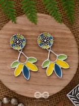 Sunlit Meadows - Statement Enamelled Oxidised Ear Jackets