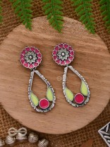 Enchanted Garden Wings - Statement Enamelled Oxidised Ear Jackets