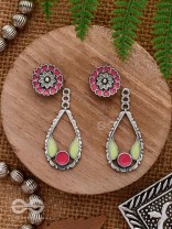 Enchanted Garden Wings - Statement Enamelled Oxidised Ear Jackets