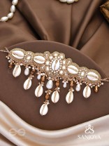 Lavana- The Coast Memoirs- Shells, Beads And Glass Drops Hand Embroidered Choker Neckpiece