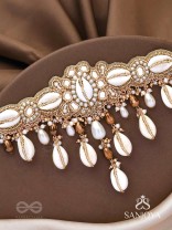 Lavana- The Coast Memoirs- Shells, Beads And Glass Drops Hand Embroidered Choker Neckpiece