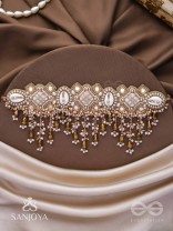 Bhadrashochi- The Shimmering Shower- Shells, Beads, Mirror And Glass Drops Hand Embroidered Choker Neckpiece