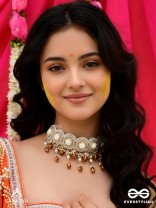 Stavaka- The Beloved Bouquet- Beads, Pearl And Glass Drops Hand Embroidered Choker Neckpiece