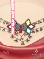 Bhuritejas- The Glorious Triflection- Mirror, Resham And Beads Hand Embroidered Choker Neckpiece