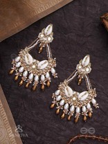Artharasi- The Shimmering Wealth- Shells, Beads, Pearl And Glass Drops Hand Embroidered Earrings