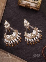 Artharasi- The Shimmering Wealth- Shells, Beads, Pearl And Glass Drops Hand Embroidered Earrings