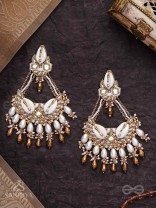Artharasi- The Shimmering Wealth- Shells, Beads, Pearl And Glass Drops Hand Embroidered Earrings