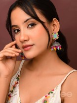 The Flowers Of Spring - Enamelled Oxidised Jhumka Earrings