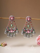 Upkaran- The Insignia Of Royalty- Beads, Dabka And Mirror Hand Embroidered Oxidised Earrings