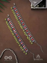 The Dreamcatcher Delight- Enamelled Oxidised Anklets (Set of 2)