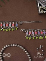 The Dreamcatcher Delight- Enamelled Oxidised Anklets (Set of 2)