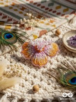 Saradgata- The Autumn Bloom - Resham, Beads And Sequins Hand Embroidered Ring (Adjustable)