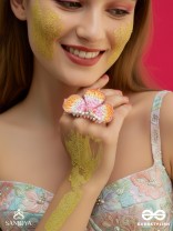 Saradgata- The Autumn Bloom - Resham, Beads And Sequins Hand Embroidered Ring (Adjustable)