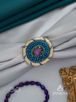 Rajavarta - The Amethyst Luck- Stone And Cutdana Hand Embroidered Ring (Adjustable)