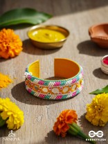 Madana- The Spring Poetry- Mirror, Resham And Beads Hand Embroidered Bangle
