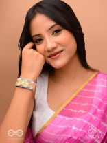 Madana- The Spring Poetry- Mirror, Resham And Beads Hand Embroidered Bangle