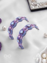 Niliman- The Blueming Lavender- Stones And Beads Hand Embroidered Earrings