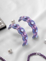 Niliman- The Blueming Lavender- Stones And Beads Hand Embroidered Earrings