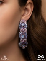 Niliman- The Blueming Lavender- Stones And Beads Hand Embroidered Earrings