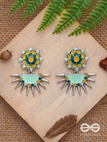 The Begonia Field- Enamelled Oxidised Ear Jackets