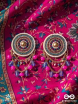 Adrija- The Fresh Soul- Dabka, Cutdana And Glass Drops Hand Embroidered Earrings