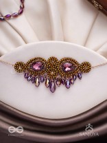 Aujasika- The Rusty Vigor- Stones, Beads And Glass Drops Hand Embroidered Choker Neckpiece